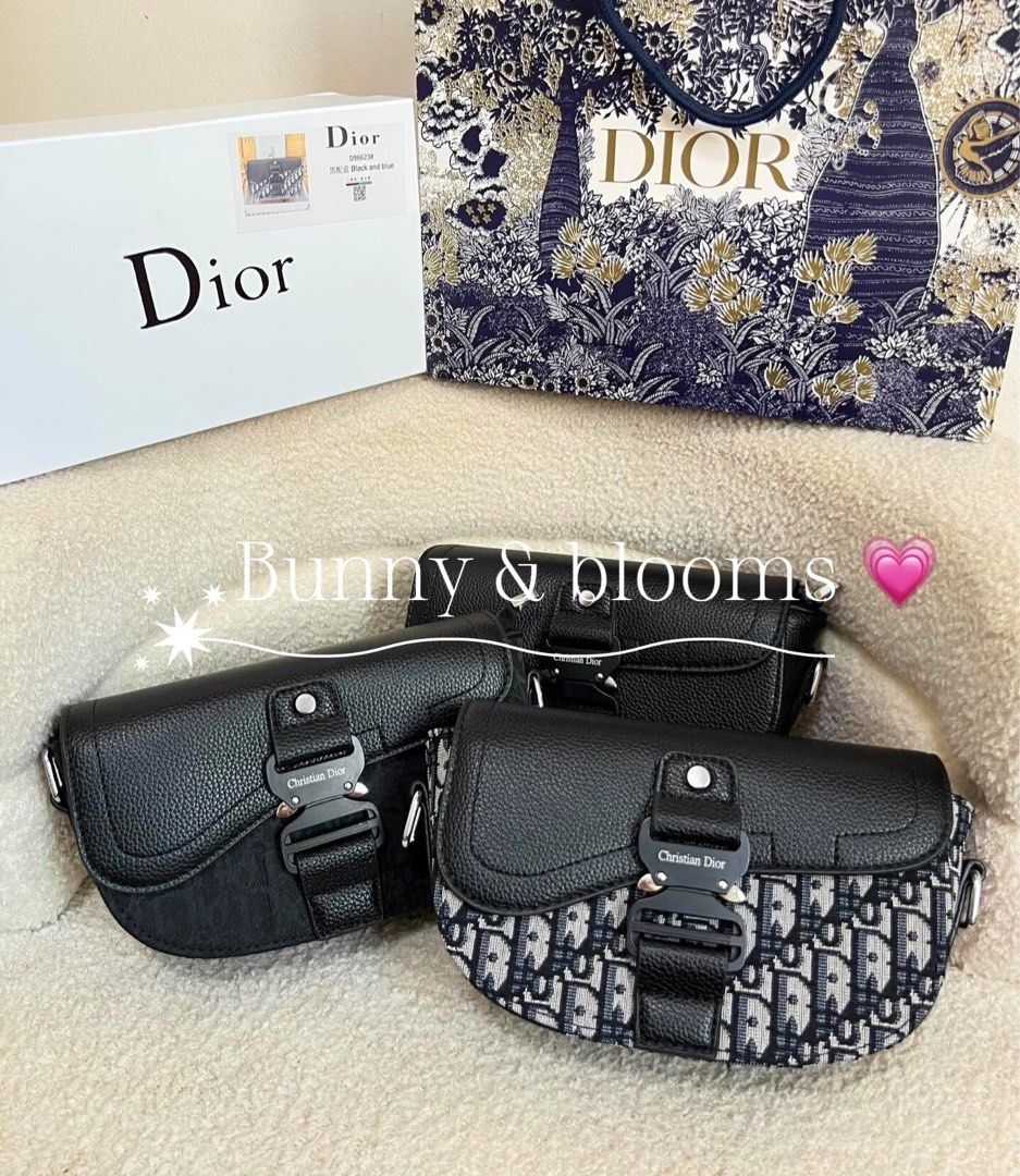 Dior Saddle Bag Black & Blue Oblique (Category: Luxury Bags & Wallets) located in Paranaque City. Submitted by madz_44444 (Listing ID 1443056557, Image 1). Description: - Dior Saddle Bag - Available in Black and Blue Oblique Canvas - Signature CD Buckle - Adjustable Strap Included - Ideal for carrying essentials - Versatile for day or night use -include dustbag receipt and box .