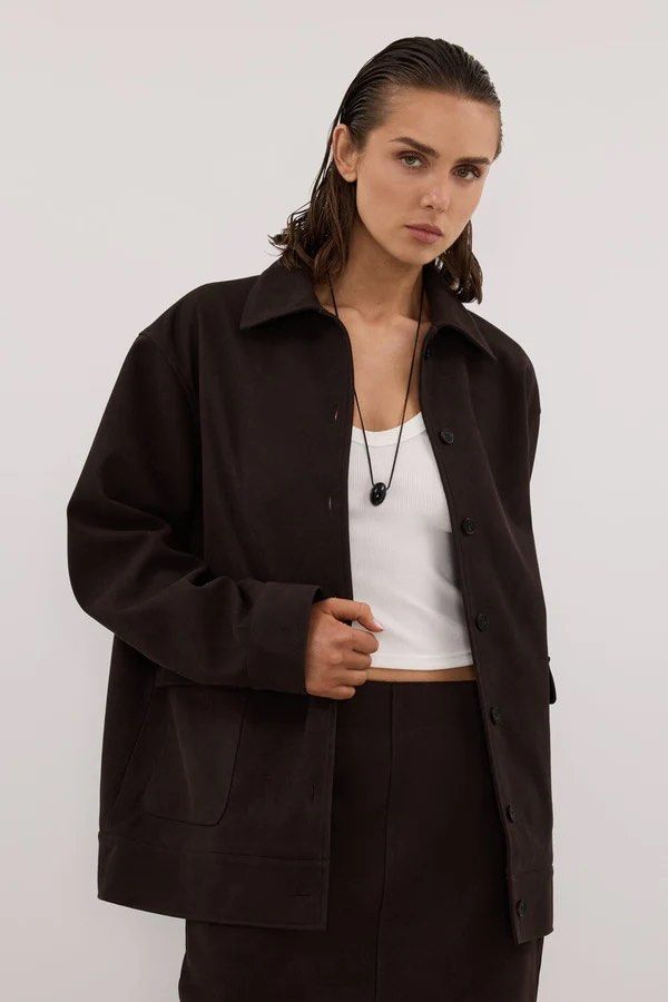 DISSH Bitter Chocolate Oversized Jacket (Category: Coats, Jackets and Outerwear) located in Pasig City. Submitted by helpsisdeclutter (Listing ID 1443047721, Image 2). Description: Oversized Fits more like M-L.