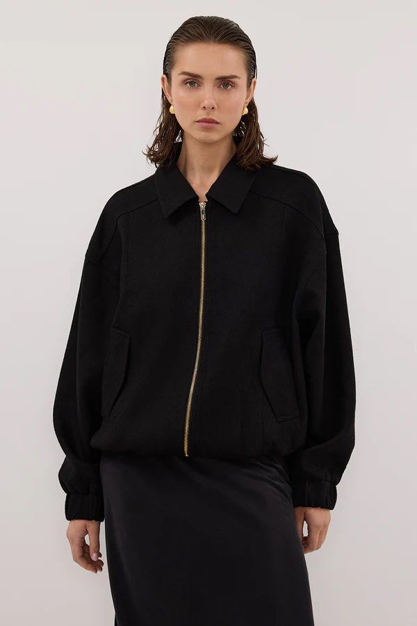 DISSH Black Bomber Frankie Jacket (Category: Coats, Jackets and Outerwear) located in Pasig City. Submitted by helpsisdeclutter (Listing ID 1443047498, Image 1). Description: More oversized than usual Would say best fits M-L.