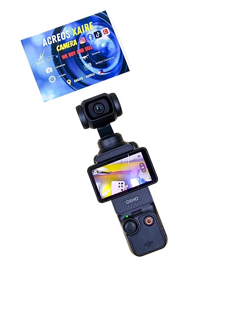 Dji Osmo Pocket 3 (Combo) (Category: Video Cameras) located in Baguio. Submitted by acreoscamera (Listing ID 1443051970, Image 3). Description: DJI Osmo Pocket 3 Creator Combo ✨️ Price: 26,500.00 No issues Cosmetics 9.8/10 (Mint Condition) Actual Photo posted📸 No more last priced All buttons are functional ✨️Inclusions (Complete) - Protector cover - DJI Mic 2, Clip Magnet and windscreen - DJI Bag - Battery handle & Extender - Wide Angle lens - D