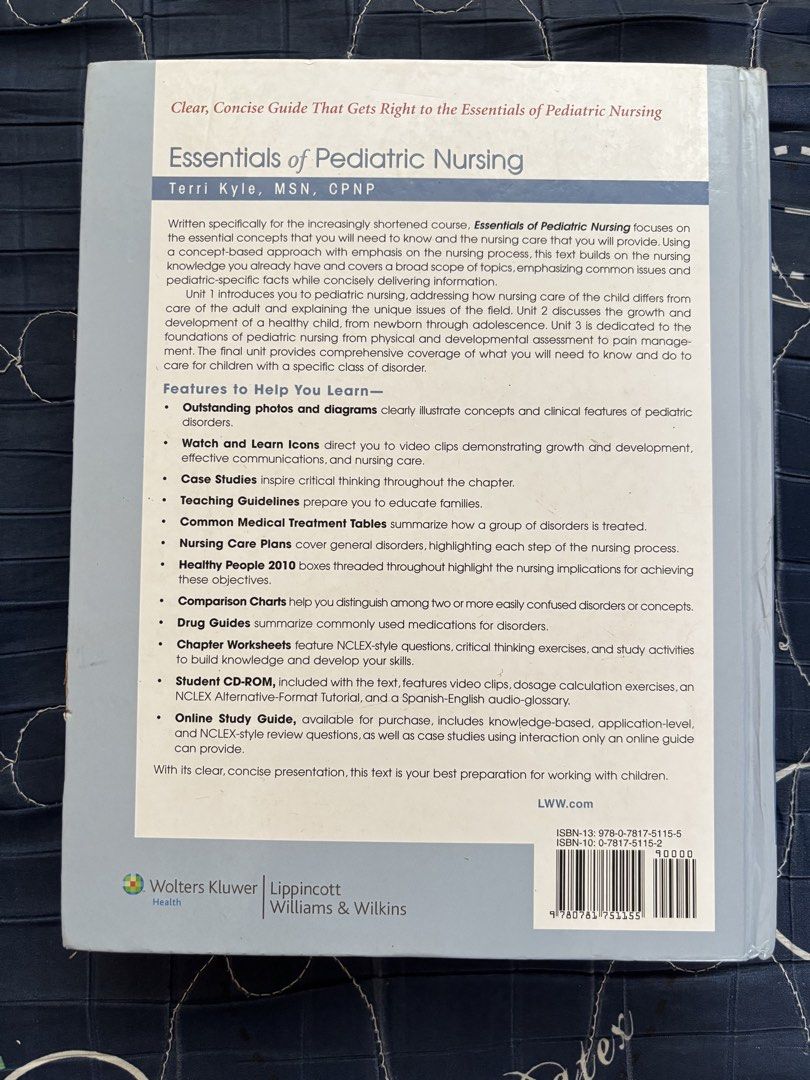 Essentials of Pediatric Nursing by Kyle (Category: Textbooks) located in Cavite. Submitted by prelovedbyeunjay (Listing ID 1442969224, Image 2). Description: .