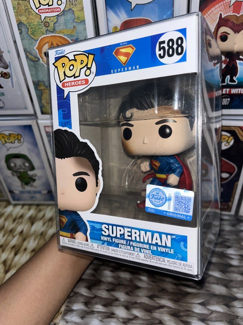 Funko Pop! Superman #588 (Category: Designer & Blind Box Toys) located in Makati City. Submitted by angelatheberry (Listing ID 1442966270, Image 1). Description: Superman #588 - ₱750 MOP: GCASH/BANK MOD🚛: LALAMOVE/LBC(Buyer's Expense) LOC📍: Rizal/Makati/QC - Pick up point to be arranged based on agreed schedule. (All pops are located in Rizal).