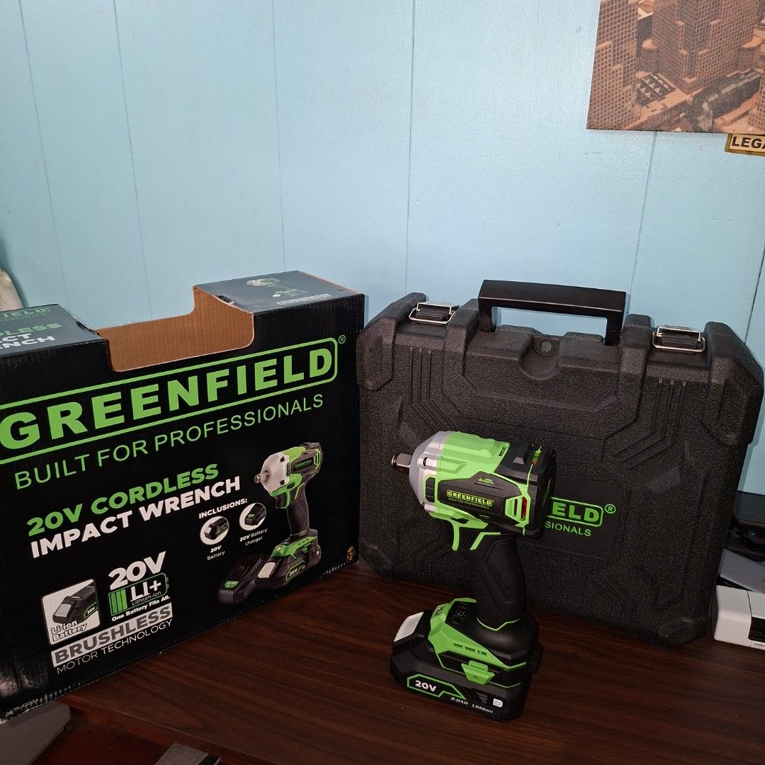 Greenfield cordless 20v impact wrench (Category: Construction Tools & Equipment) located in Pasig City. Submitted by fast-ship (Listing ID 1443064718, Image 2). Description: This is available as long as this is posted/visible listing. You may message me with the answer to the following questions once you are fully decided to purchase, should you need further thinking and canvassing you may just save the listing for future reference. 1. Will you b