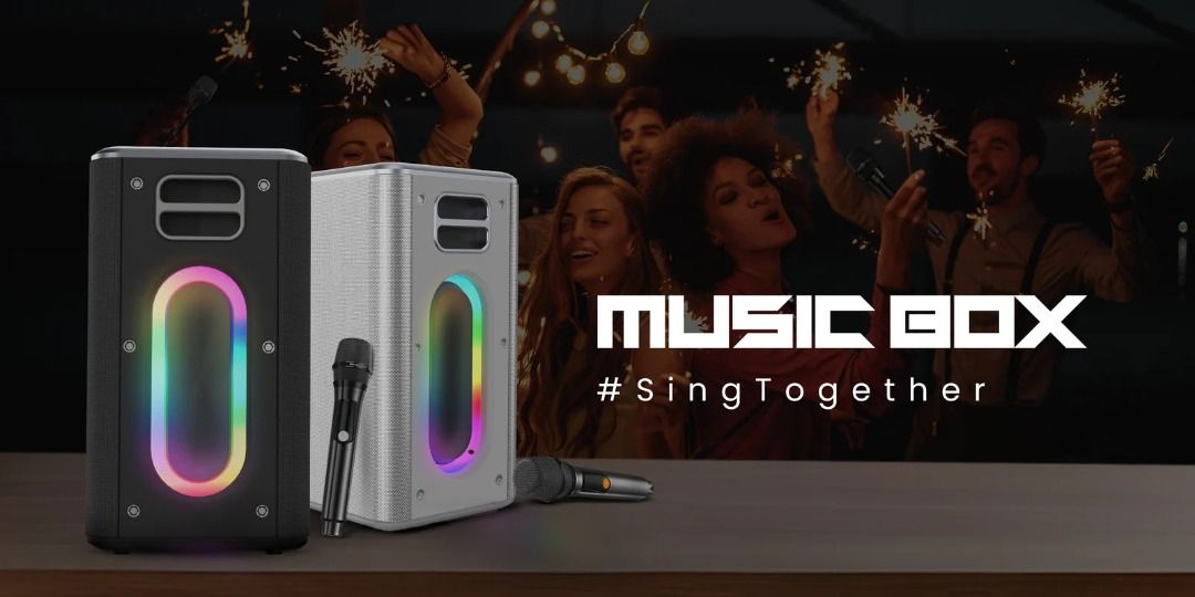 HIFUTURE MUSICBOX - with DUAL WIRELESS MICROPHONES (Category: Portable Music Players) located in Caloocan City. Submitted by charlie232a66 (Listing ID 1442947381, Image 3). Description: Wireless speaker with 2 microphone.