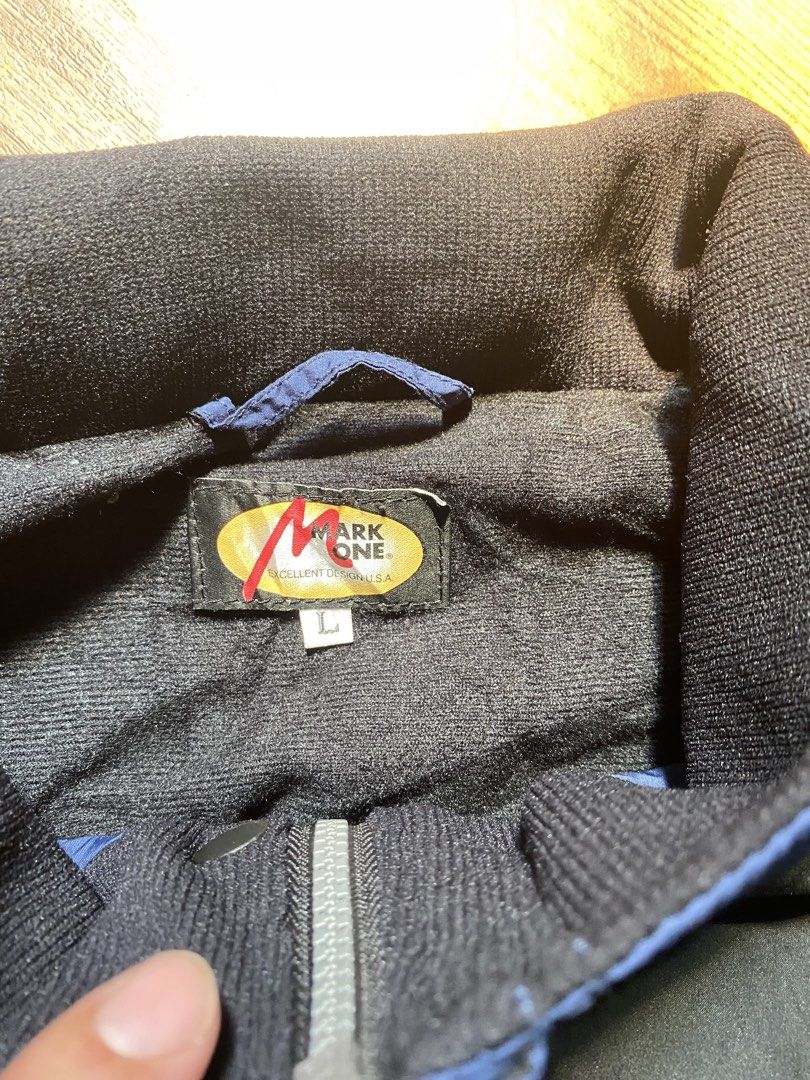 Honda Mark One Racing Jacket Blue Black Size L (Category: Coats, Jackets and Outerwear) located in Manila. Submitted by avrilarqu43176 (Listing ID 1442980146, Image 3). Description: - Cool Honda racing jacket - Color: Blue and Black - Brand: Mark One - Size: L - Features Honda logo on chest - Snap button closure - Ribbed cuffs and hem - Ideal for Honda enthusiasts or racing jacket lovers.