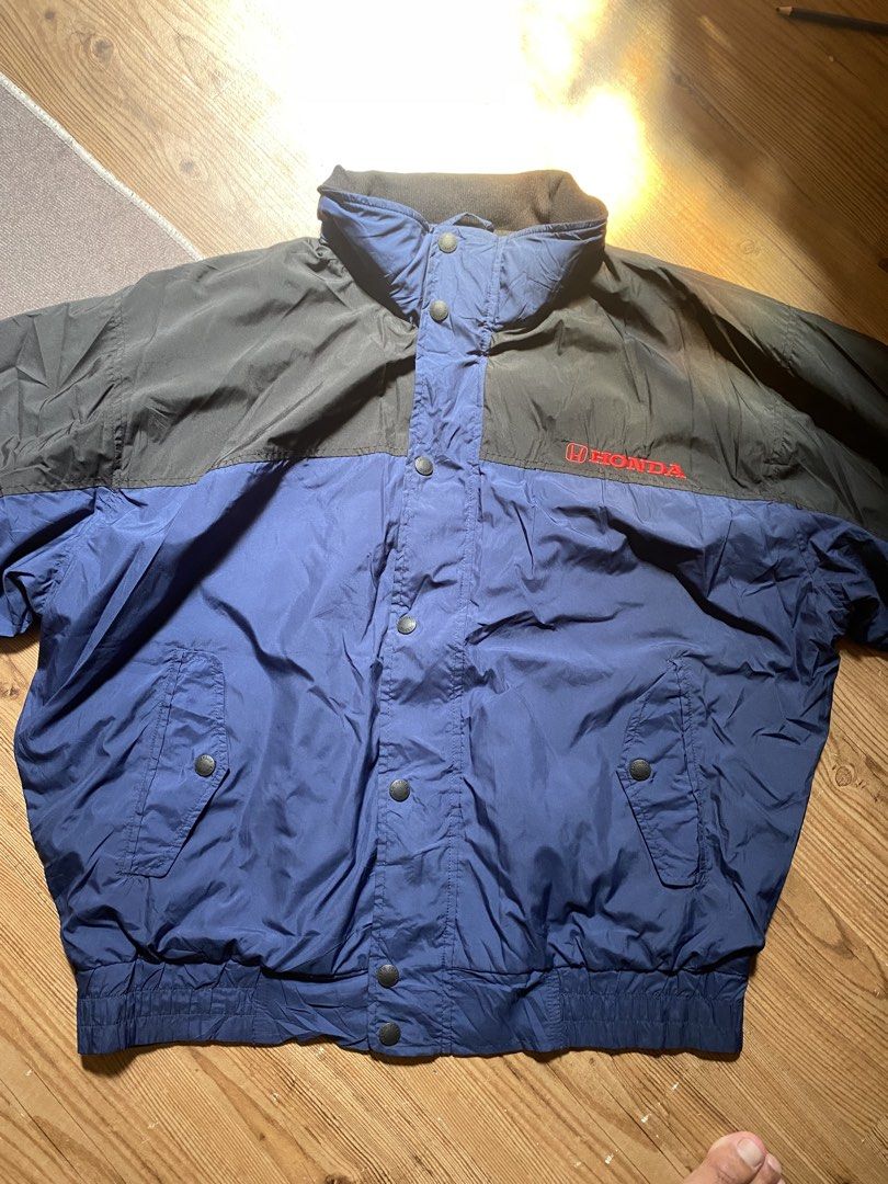 Honda Mark One Racing Jacket Blue Black Size L (Category: Coats, Jackets and Outerwear) located in Manila. Submitted by avrilarqu43176 (Listing ID 1442980146, Image 2). Description: - Cool Honda racing jacket - Color: Blue and Black - Brand: Mark One - Size: L - Features Honda logo on chest - Snap button closure - Ribbed cuffs and hem - Ideal for Honda enthusiasts or racing jacket lovers.
