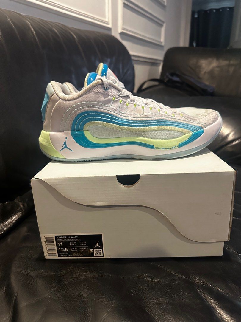 Jordan Luka 4 Laser Blue size 11 (Category: Sneakers) located in Makati City. Submitted by al_ways.ph (Listing ID 1442939016, Image 3). Description: Selling Jordan Luka 4 Laser Blue size 11 for 2.8k pesos Loc: Makati City MOP: Gcash and Bdo Shipping must be shouldered by the buyer .