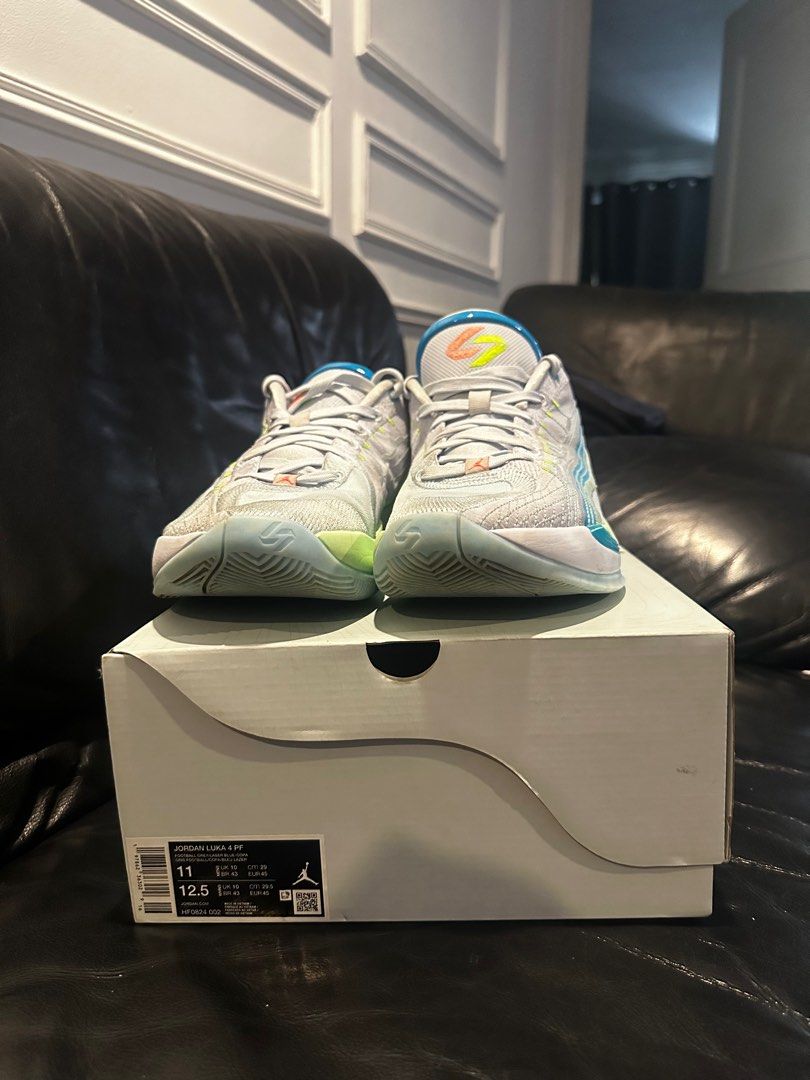 Jordan Luka 4 Laser Blue size 11 (Category: Sneakers) located in Makati City. Submitted by al_ways.ph (Listing ID 1442939016, Image 2). Description: Selling Jordan Luka 4 Laser Blue size 11 for 2.8k pesos Loc: Makati City MOP: Gcash and Bdo Shipping must be shouldered by the buyer .