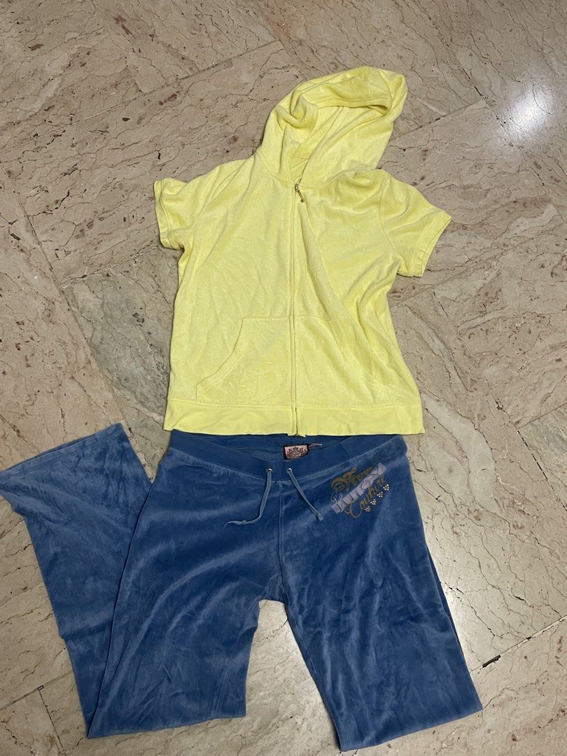 Y2K Juicy Couture Set [Jacket: Available; SOLD: Pants] (Category: Sets or Coordinates) located in San Jacinto. Submitted by lovedbylou.ph (Listing ID 1443068237, Image 1). Description: • can fit small-medium frames • Top is Terry cloth fabric and Pants is Velour fabric ❌SOLD VELOUR PANTS❌.