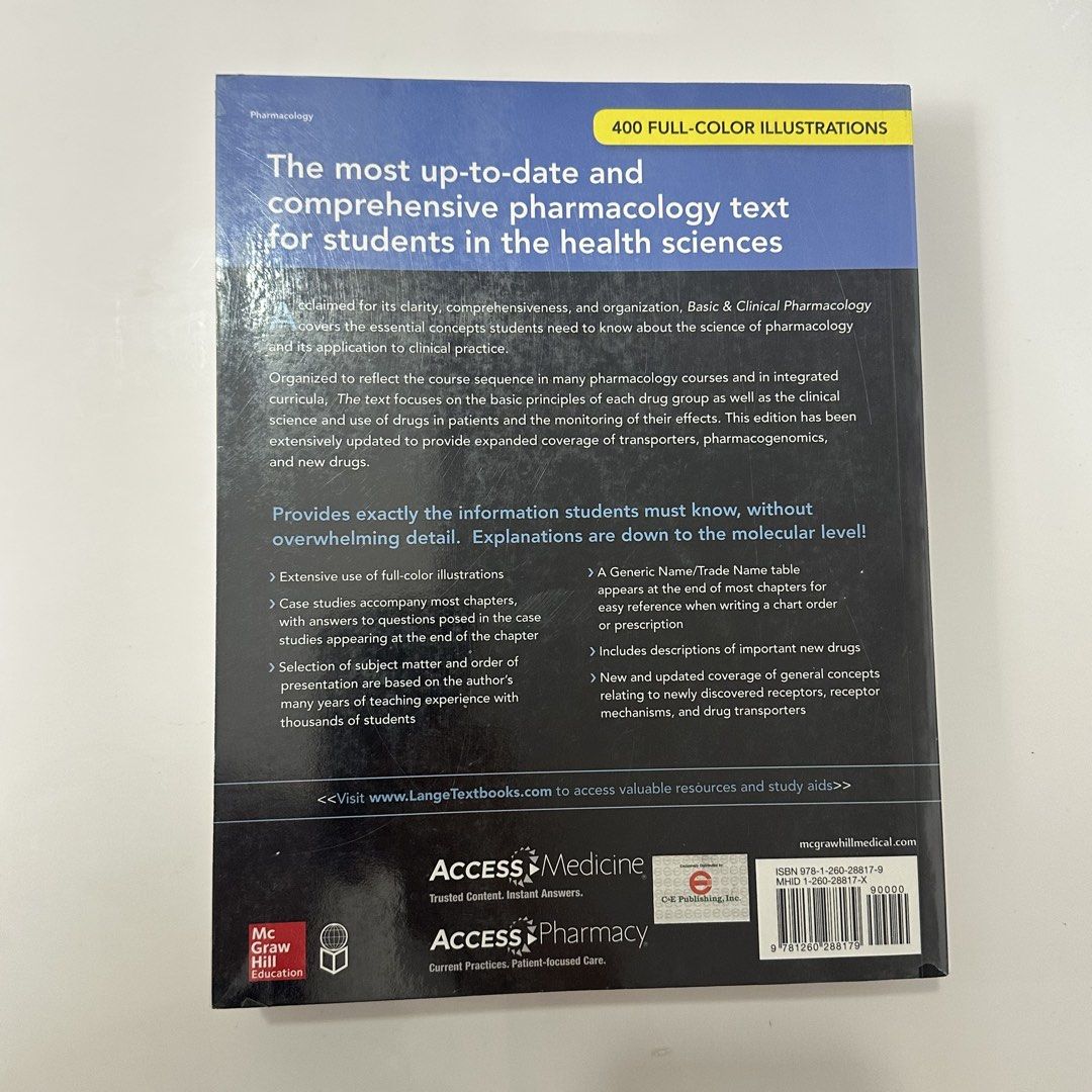 Katzung Basic & Clinical Pharmacology 14th Edition (Category: Textbooks) located in Manila. Submitted by klbentables (Listing ID 1442976611, Image 2). Description: - With Minimal Annotations on a Few Chapters The most comprehensive and authoritative pharmacology text—updated with new content and USMLE-style questions Katzung's Basic & Clinical Pharmacology has been helping students master key pharmacological concepts and practices for decades. Co