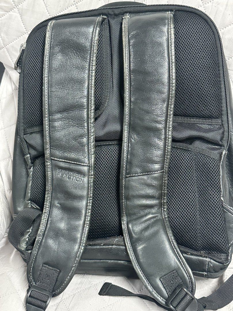 Kenneth Cole Reaction Black Leather Backpack (Category: Backpacks) located in Quezon City. Submitted by apm269 (Listing ID 1442928777, Image 2). Description: - Kenneth Cole Reaction black leather backpack - Multiple compartments and pockets for organization - Padded straps for comfortable wear - Ideal for work or travel Pure soft leather Bought in US No issues Decluttering Negotiable .