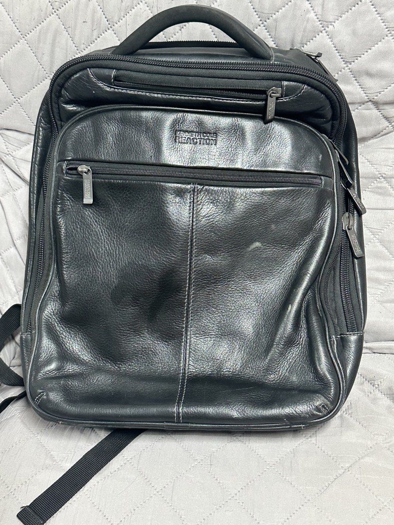 Kenneth Cole Reaction Black Leather Backpack (Category: Backpacks) located in Quezon City. Submitted by apm269 (Listing ID 1442928777, Image 1). Description: - Kenneth Cole Reaction black leather backpack - Multiple compartments and pockets for organization - Padded straps for comfortable wear - Ideal for work or travel Pure soft leather Bought in US No issues Decluttering Negotiable .