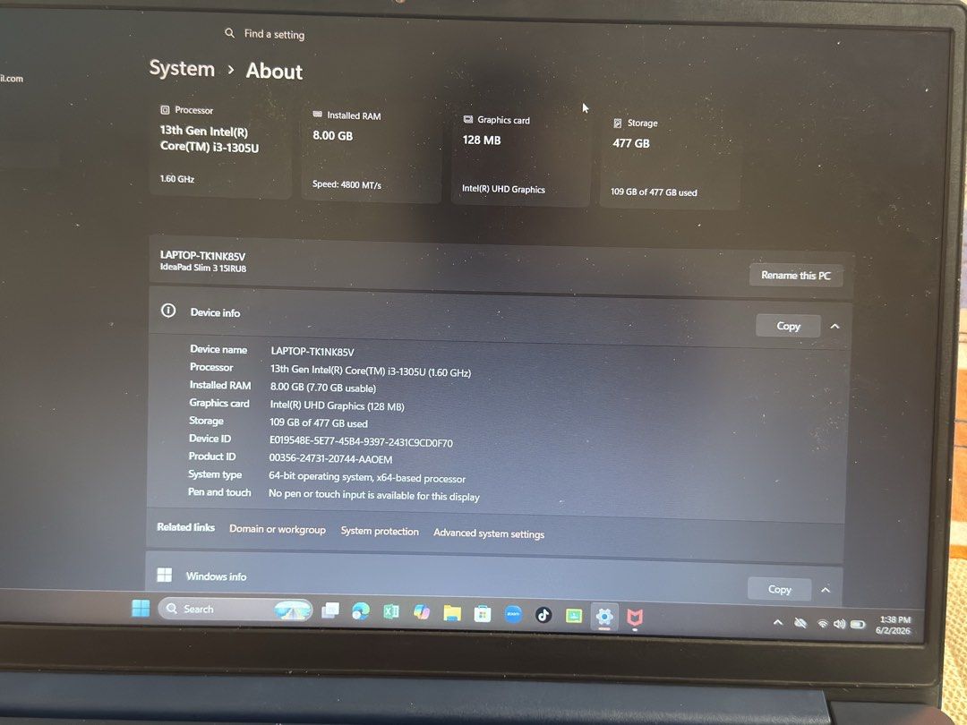 Lenovo IdeaPad 3 Laptop Intel Core i3478107571438888967