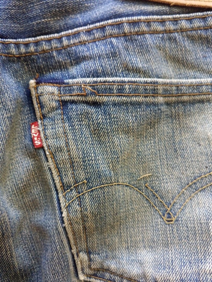 Levi's 501xx Big EButton Fly Distressed Denim Jeans (Category: Jeans) located in Taguig. Submitted by lil_dice (Listing ID 1442940219, Image 3). Description: - Classic Levi's 501 jeans - Button fly closure - Distressed look with knee rips - Faded blue wash with whiskering - Straight leg fit Levi's 501xx Selvedge denim .