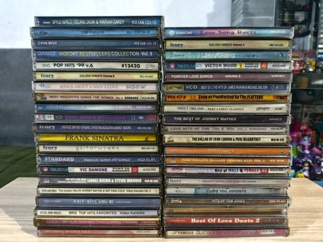 Lot Sale VCD Karaoke (Category: CDs & DVDs) located in Cavite. Submitted by bodega_ni_kiks11 (Listing ID 1443036274, Image 1). Description: 40 Pieces Orig VCD Karaoke! Pass po muna sa mga tingi tingi, ang hirap po kasi mabenta kung titingiin pa. for take all lang po! fixed na yan wag kana tumawad 😀 📍 Imus, Cavite 🛵 Gogo Xpress / J&T 💳 GCash only ❌ No reservation | No COD | No LBC Available at Bodega ni Kiks 🛒.