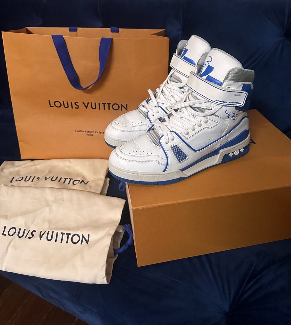 Louis Vuitton 408 Trainer Sneakers (Category: Sneakers & Footwear) located in Quezon City. Submitted by _legitAF (Listing ID 1443013155, Image 2). Description: For sale only!! RARE Louis Vuitton 408 Trainer (By: Virgil Abloh) LV7 (Fits 9-9.5US) Retails around 100k Authentic Money back!! Meet up preferably in Sun Residences Condo, QC area .