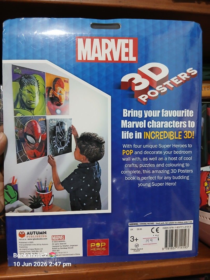 Marvel 3D Posters Book - Build & Assemble Characters (Category: Art & Prints) located in Antipolo. Submitted by bookaholicz_dettori (Listing ID 1442990095, Image 2). Description: - Bring your favorite Marvel characters to life in INCREDIBLE 3D! - Build and decorate your bedroom wall with 4 unique Super Heroes. - Features cool crafts, puzzles, and coloring activities. - Quick and easy to assemble. - Perfect for any budding young Super Hero! -Brand