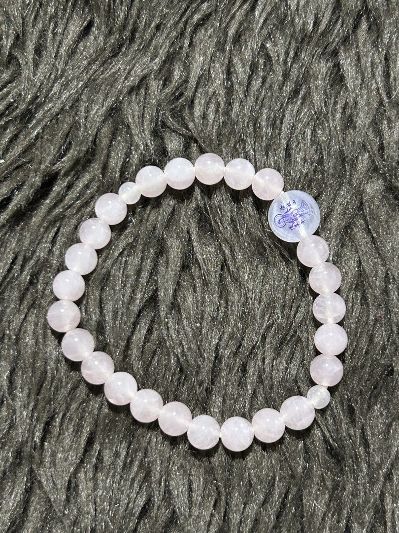 natural rose quartz gemstone stretch bracelet (Category: Bracelets) located in Angeles City. Submitted by zyeplustradings (Listing ID 1442983506, Image 1). Description: Material: Polished pale-pink rose quartz round beads . Symbolism: Rose quartz is traditionally used to promote unconditional love, emotional healing, and heart chakra alignment .