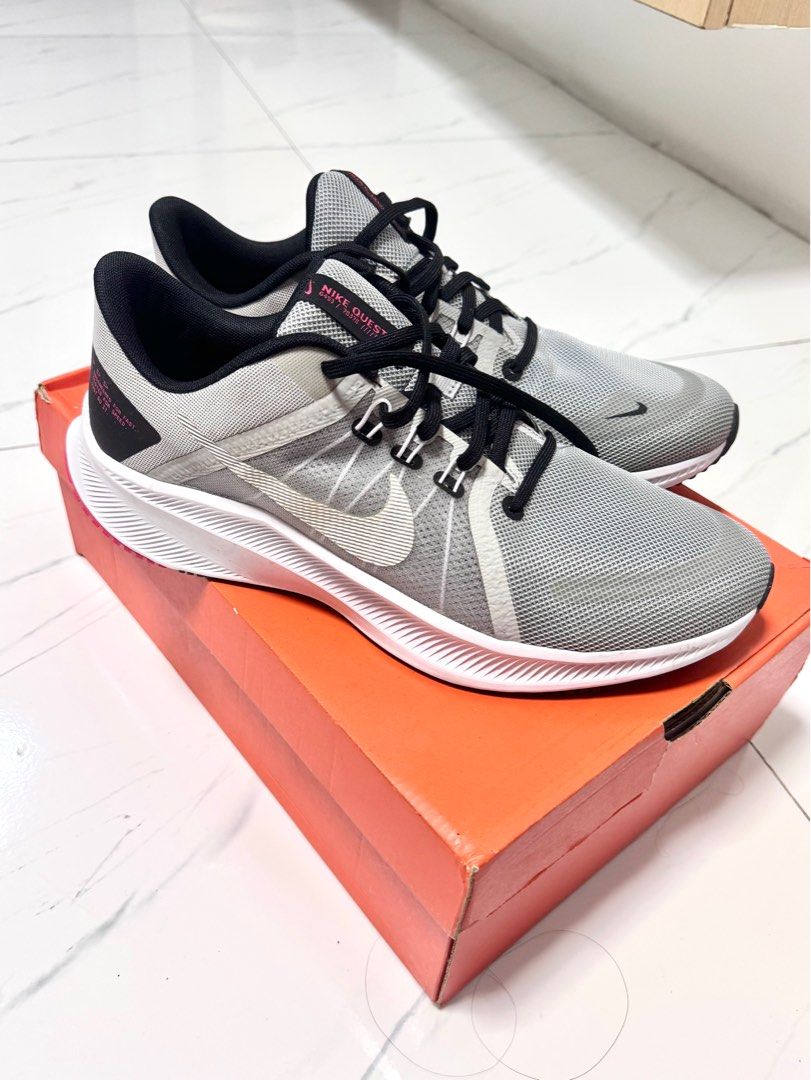 Nike Quest 4 Running Brandnew US 11 (Category: Sneakers) located in Pasig City. Submitted by mackbrielle (Listing ID 1442892609, Image 1). Description: Nike Quest 4 Running Shoes -Size 11 US -Brandnew -100% original/authentic -Gray color -below srp -w/ box meetups: Sta.lucia mall, Ayala Feliz, SM marikina or Delivery: via lalamove, grab, toktok Mode of payment: Gcash or MAYA.