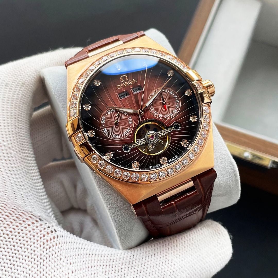 Omega Constellation Tourbillon Diamond Bezel Watch (Category: Luxury Watches) located in Malabon City. Submitted by gentletigerde25b3 (Listing ID 1443008166, Image 2). Description: 【Type】：Premium Men's Watch 【Strap】：Genuine Leather Strap 【Movement】：High-end Automatic Mechanical Movement 【Crystal】：Mineral Reinforced Glass (Higher Definition) Elegant Taste, Grandeur, Ingenious Craftsmanship, A Jewel on the Wrist Size: 42mm Diameter, 12.5mm Thicknes