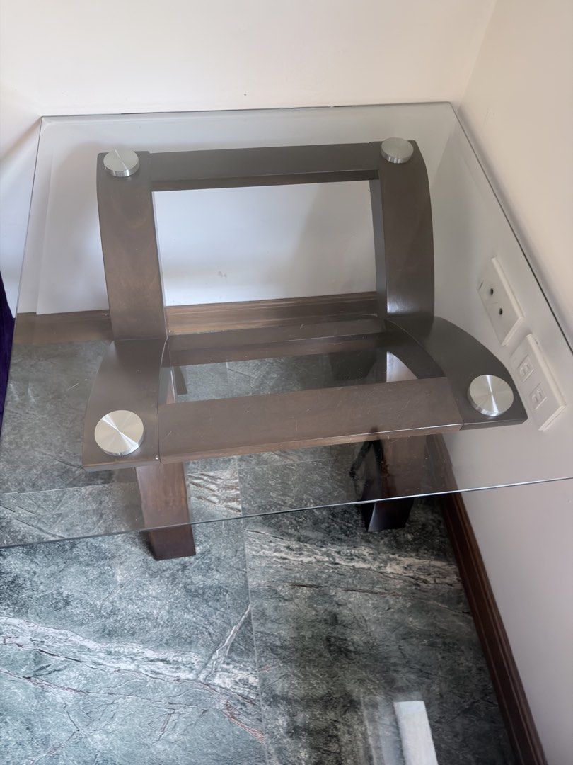 Paramount Table Set - Clear Glass Top and Solid Wood Base (Category: Tables & Sets) located in Quezon City. Submitted by clothesetc_ (Listing ID 1442975845, Image 3). Description: 1pc Paramount Square Side Table 1pc Paramount Display Table 1pc Paramount Center/Coffee Table Approx. 80-90K for the whole set retail/brandnew but selling for only a FRACTION of the cost. Huge steal deal! 💗 RFS: Decluttering to make room for baby's things.