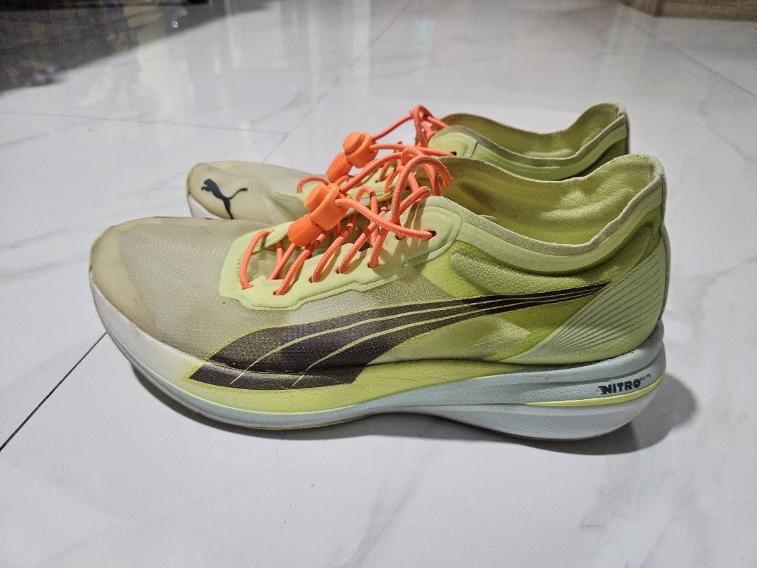 Puma Deviate Nitro Elite (Category: Sneakers) located in Mandaluyong City. Submitted by prelovednotunloved16 (Listing ID 1443022166, Image 1). Description: Puma Deviate Nitro Elite (Needs cleaning) Size: 9.5 US womens or 26cm Mileage: 155km Perfect for speed training (Used this for speed and race lang) Changed the shoe lace with no-tie lace, but original shoe lace is still clean and included in the box. RFS: Upgrading Last price posted!.