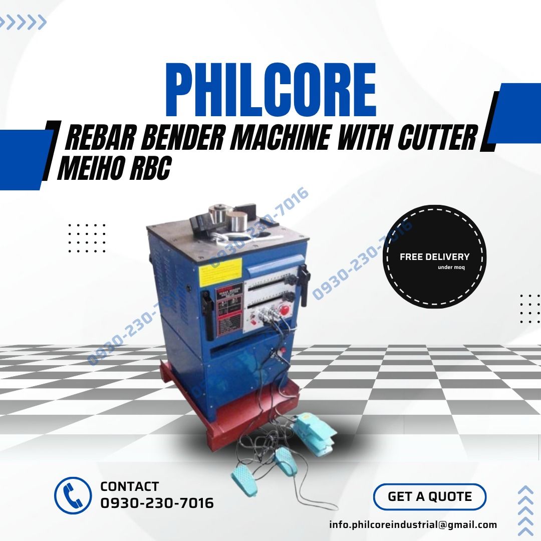 Rebar Bender Machine with Cutter Meiho RBC (Category: Everything Else Others) located in Caloocan City. Submitted by kierancata_philcore (Listing ID 1442997459, Image 1). Description: 𝕆ℕ 𝕊𝕋𝕆ℂ𝕂 – ℍ𝕚𝕘𝕙-ℚ𝕦𝕒𝕝𝕚𝕥𝕪 𝕀𝕟𝕕𝕦𝕤𝕥𝕣𝕚𝕒𝕝 & ℂ𝕠𝕟𝕤𝕥𝕣𝕦𝕔𝕥𝕚𝕠𝕟 𝕄𝕒𝕥𝕖𝕣𝕚𝕒𝕝𝕤 Delivery Methods: 🚚 Philcore logistic 🚚 Lalamove 🚛 Cargo Shipping 🚌 Bus Shipping Mode of Payment: 💵 Cash 📱 Gcash 🏦 Bank Transfer 💳 Credit card (with minim
