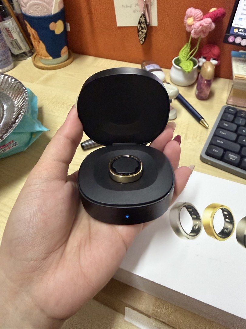 RingConn Smart Ring with Charging Case (Category: Wearables & Smart Watches) located in Manila. Submitted by caiaguila (Listing ID 1443012401, Image 2). Description: • good as new • used 2weeks only • charged twice • size 9 • rfs: switched to Oura Ring • complete box and receipt (bought sa Lazmall) • last price posted .