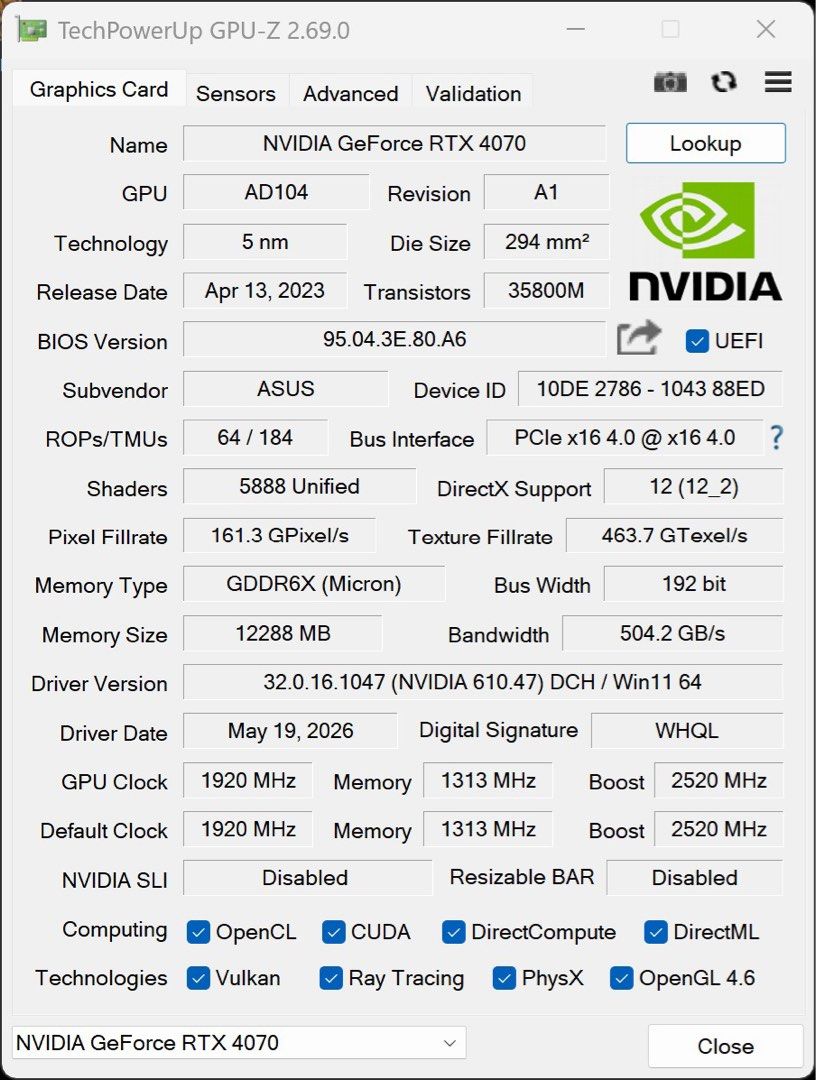 RTX 4070 asus dual oc478371164173127685