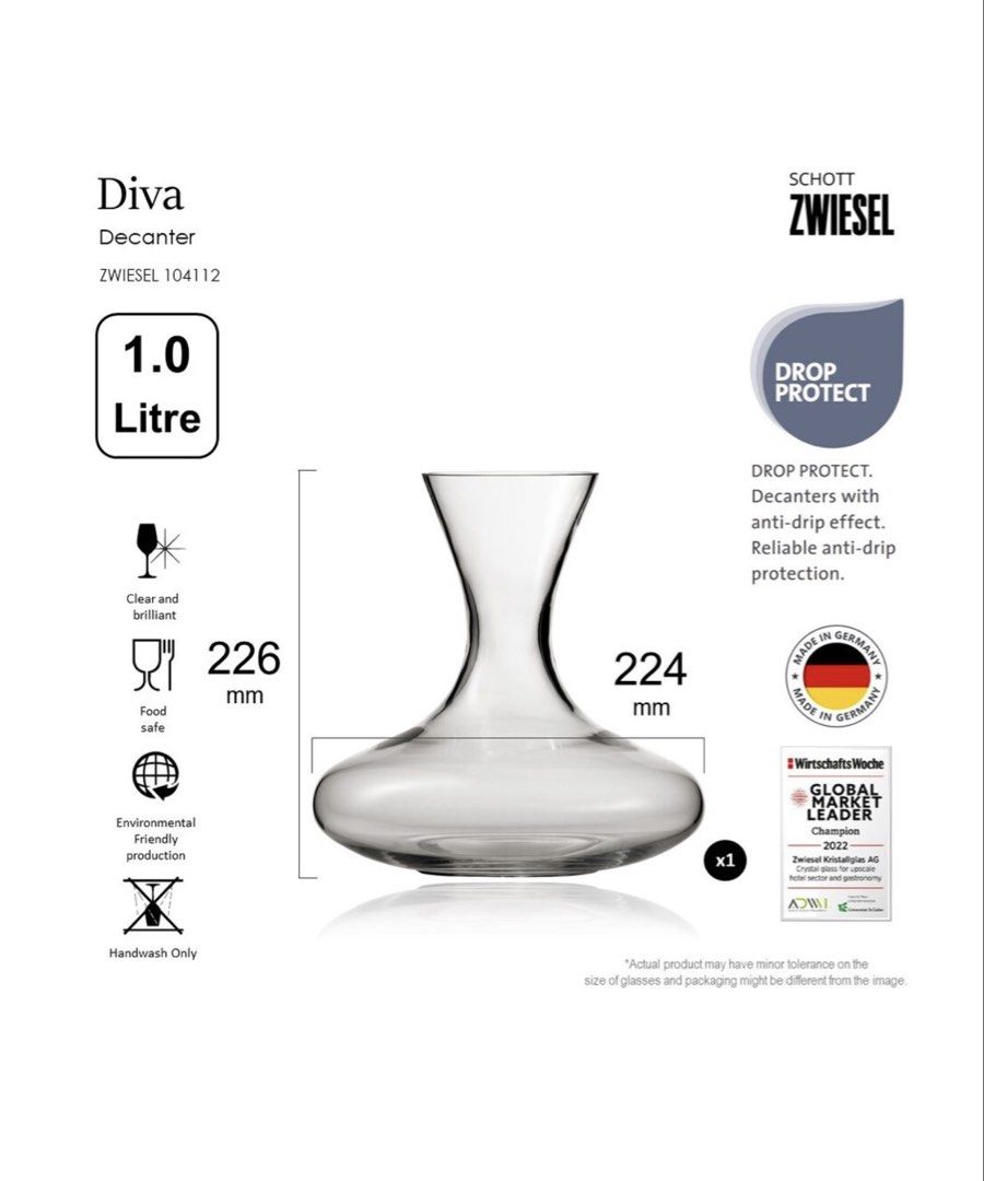 Schott Zwiesel Diva 1000ml Wine Decanter478312529794836483