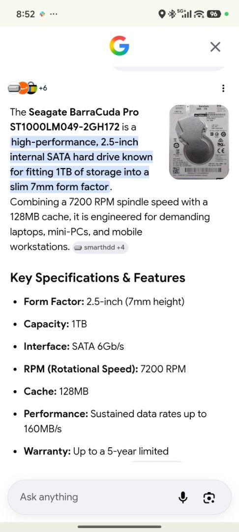 Seagate Barracuda Pro 1TB 2.5" SATA Internal Hard Drive