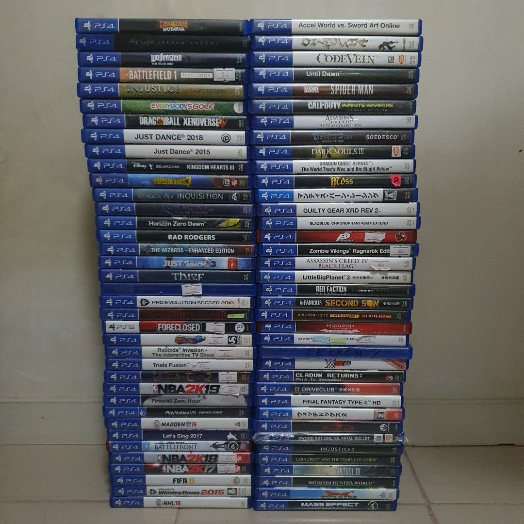 Selling 70+ Ps4/ps5 Videogames (Category: PlayStation) located in Quezon City. Submitted by itemsforadoption (Listing ID 1443053273, Image 1). Description: Important note: carousel sellers have limited replies. If I can't reply, feel free to message me on 09338548592 Rfs: Its 2026! Happy New Year! Hoping you have a good year ahead of you! If you have questions feel free to send a message. Though I'll most likely be able to reply from 10am to 8pm.