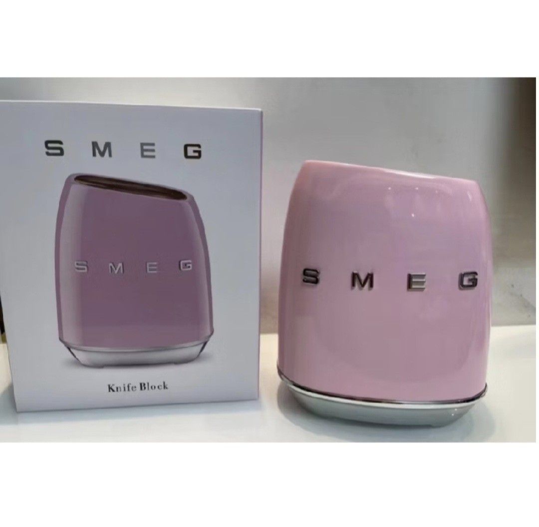 SMEG Pink Knife Block with Full Knife Set478592113176760320