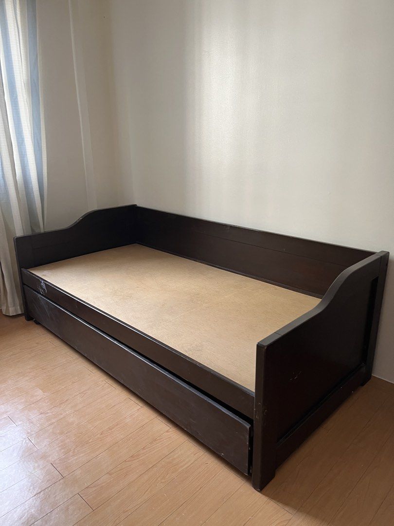 Sofa Bed frame with Pull out bed (Category: Bed Frames & Mattresses) located in Pasig City. Submitted by A7closet (Listing ID 1442935758, Image 2). Description: Solid wood Sofa bed with pull out For pick up Location : Eastwood City, Q. C..