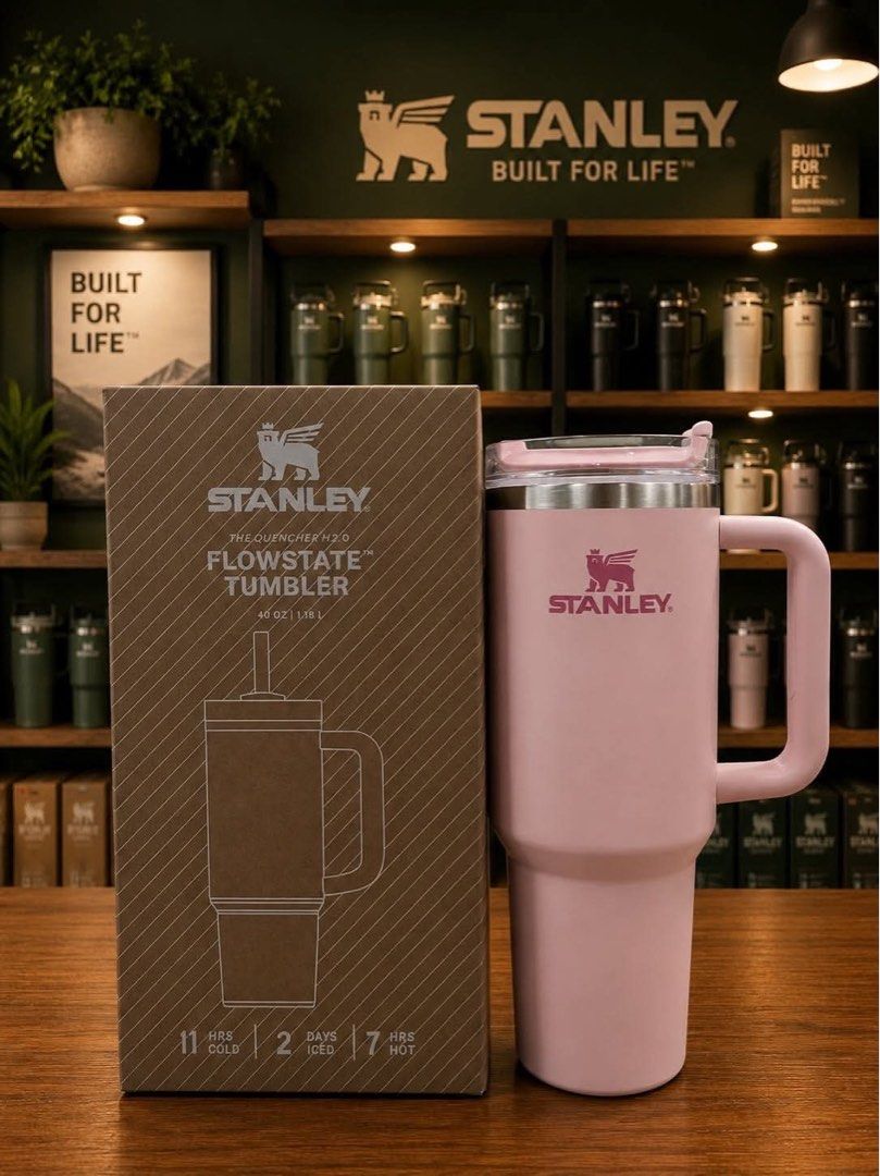 Stanley Tumbler (Category: Water Bottles & Tumblers) located in Quezon City. Submitted by stuffs.hellyy (Listing ID 1442927367, Image 1). Description: with box 40oz for hot/cold * Double-wall vacuum insulation * Reusable straw and spill-resistant lid * Comfortable side handle * Cup-holder-friendly base * Stainless steel construction * Stylish pastel and neutral color options .