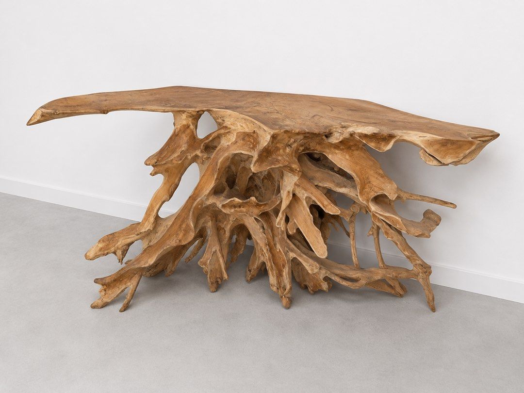 Teak root console table (Category: Tables & Sets) located in Kuala Lumpur. Submitted by nvna88 (Listing ID 1443073039, Image 1). Description: Good condition unique console table made out of teak wood. Size: L180cm W50cm L90cm H80cm.