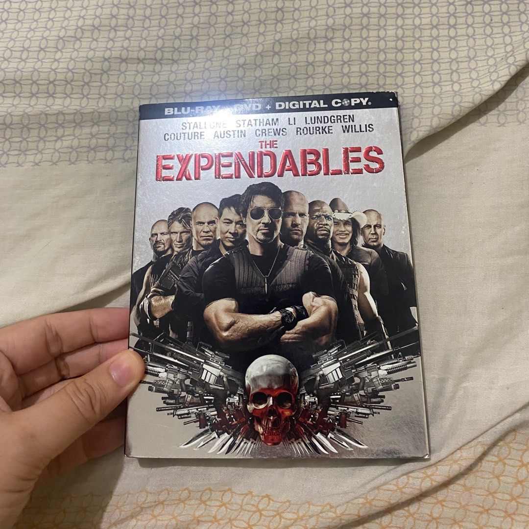 The Expendables Blu-ray + DVD + Digital Copy (Category: CDs & DVDs) located in Quezon City. Submitted by ohitsninja (Listing ID 1443057160, Image 1). Description: - The Expendables movie on Blu-ray, DVD, and Digital Copy. - Starring Sylvester Stallone, Jason Statham, Jet Li, and Dolph Lundgren. - Packed with non-stop action. - Includes the original slipcover. - A must-have for fans of action movies. As is Pay by Gcash Delivery shouldered by buyer