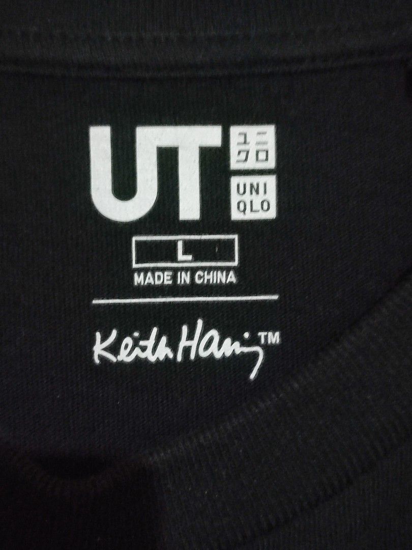 Uniqlo Keith Haring shirt (Category: Tshirts & Polo Shirts ) located in Quezon City. Submitted by schorer (Listing ID 1443066625, Image 3). Description: - Uniqlo UT T-shirt - Color: Black - Graphic: Iconic Keith Haring yellow design - Size: Large 21x28 - Material: 100% Cotton - Style: Comfortable and stylish for everyday wear - Ideal for: Fans of Keith Haring's art.