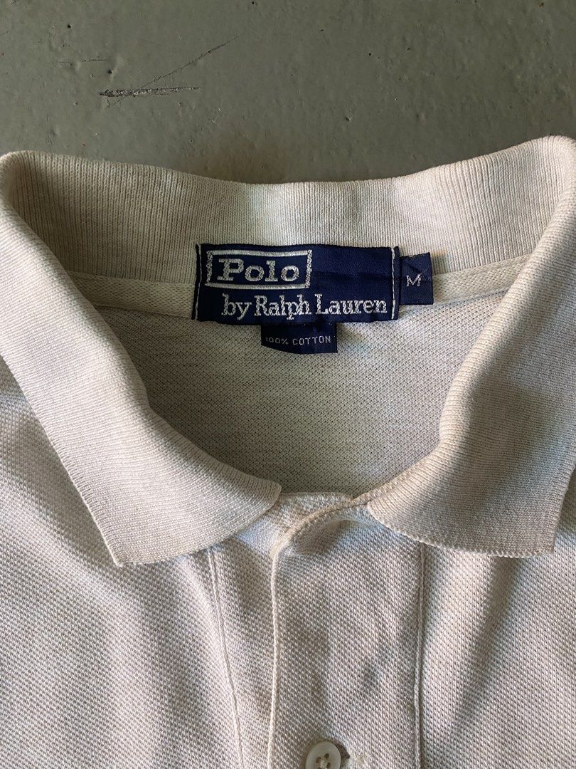 Vintage Ralph Lauren Off White Basic Logo Polo Shirt (Category: Tshirts & Polo Shirts ) located in Quezon City. Submitted by rlphvncntbs (Listing ID 1442997023, Image 3). Description: Vintage Ralph Lauren Off White Basic Logo Polo Shirt Size: Medium Measurements: 21" x 30" (Front Length), 31" (Back Length) Flaws: Small Scratch (Near Hem) ₱1,500 + SF (Negotiable).