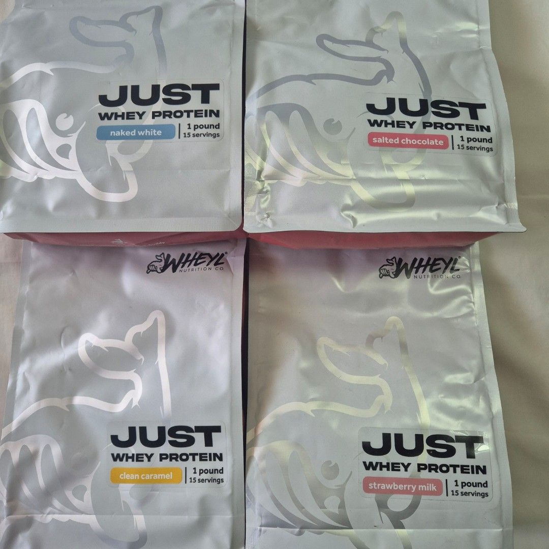Wheyl JUST Whey Protein 1 lb (Category: Sports & Fitness Nutrition) located in Makati City. Submitted by raceday.rdy (Listing ID 1414408001, Image 2). Description: 1099 each, fixed price Flavors: Naked White, Salted Chocolate, Clean Caramel, Melon Milk, and Strawberry Milk Brand new, sealed Best Before: Late 2027 to Early 2028 1 lb = 15 servings.