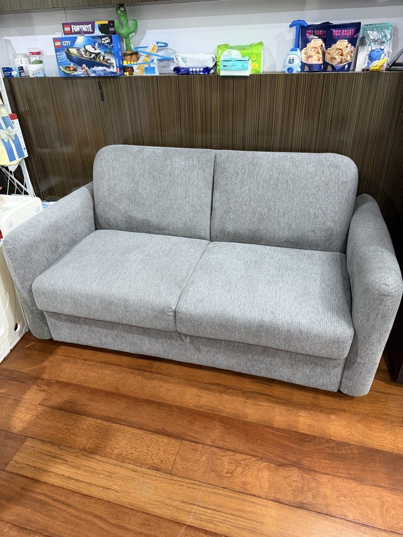 Akemi Sofa Bed (Category: Sofas) located in Puchong. Submitted by syarifahalwina (Listing ID 1443220722, Image 1). Description: Can open into a sofa bed. Condition good like new..