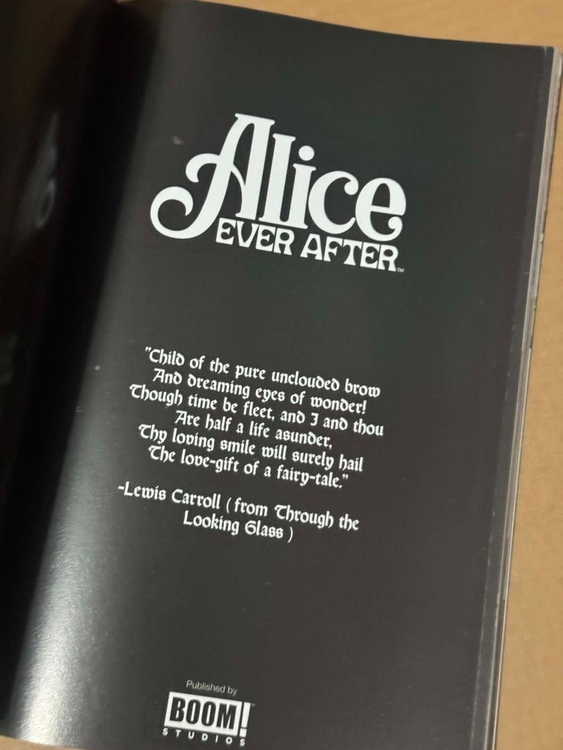 Alice Ever After Comic Book by BOOM! Studios (Category: Comics & Manga) located in Cavite. Submitted by yourpahinagirly (Listing ID 1443268795, Image 2). Description: - Alice Ever After comic book - Story by Dan Panosian, Giorgio Spalettta, and Fabiana Mascolo - Art by Giorgio Spalettta - Published by BOOM! Studios - Unique dark fantasy take on Alice in Wonderland - Perfect for fans of twisted fairy tales - Pages are clean and crisp.