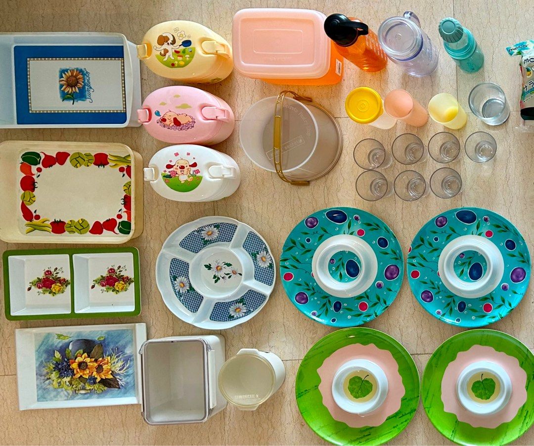 Assorted Kitchenware: Bowls, Plates, Containers, Cups