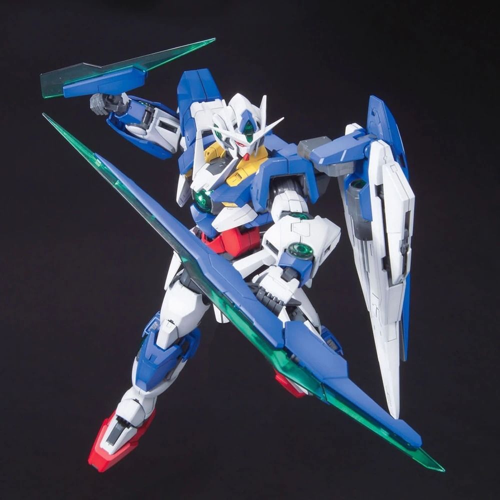 Bandai MG Gundam Gunpla GNT-0000 00 Qan[T] QanT (Category: Gundam Model Kits) located in Singapore. Submitted by suntrailerhobby (Listing ID 1443167783, Image 3). Description: The Master Grade (MG) 1/100 GNT-0000 00 Qan［T］ (pronounced "00 Quanta") is an intricately engineered plastic model kit released by Bandai on November 20, 2010. Hailing from the movie Mobile Suit Gundam 00 The Movie: -A Wakening of the Trailblazer-, this mobile suit represen