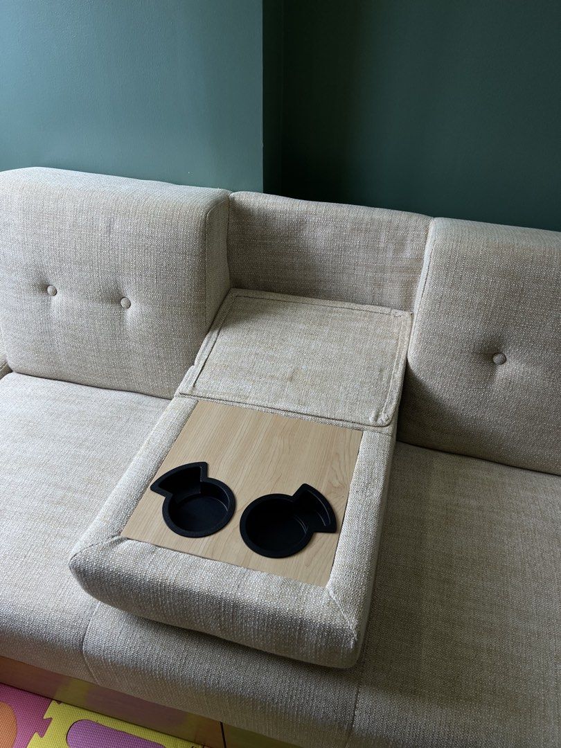 Beige L-Shaped Sofa (Category: Sofas) located in Manila. Submitted by beadeegee (Listing ID 1443159072, Image 3). Description: - Modular sections, you can choose the L-shape orientation (very flexible) - Convertible to Sofa bed - Space saving sofa (fit into our 29sqm condo) - Comfortable and strong - with storages and cup holders - Perfect for condos - Bought in Modish Cave in March 2024 - Location: Cainta Rizal near Sta. Lucia Mall RFS: Need mor