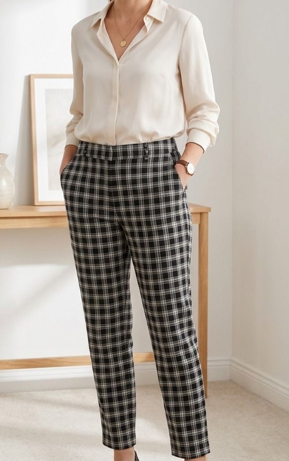 Black and White Plaid Pants (Category: Other Bottoms) located in Baguio. Submitted by Zibs_Collection (Listing ID 1443129774, Image 3). Description: - Timeless black and white plaid pattern - Comfortable and versatile fit - Easy to style for casual or dressed-up looks - Ideal for everyday wear Waist: 28" Length: 35.5" Leg opening: 6.5" Quality material Good as new Location: Baguio / La Trinidad Nationwide shipping, payment first. NO COD Php 200.0