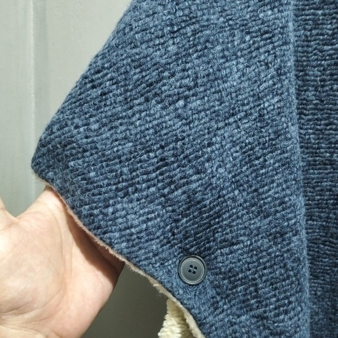 Blue Knit Hooded Poncho with Sherpa Lining (Category: Babies & Kids Fashion) located in Quezon City. Submitted by heybailey (Listing ID 1443215833, Image 2). Description: - Cozy blue knit poncho - Features a warm hood - Lined with soft sherpa for extra comfort - Convenient button closures on front and sides - Ideal for layering during cooler weather - Effortless casual style.