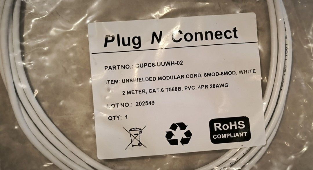 BNIB White 2m Cat-6 Ethernet Cable479349746603151361