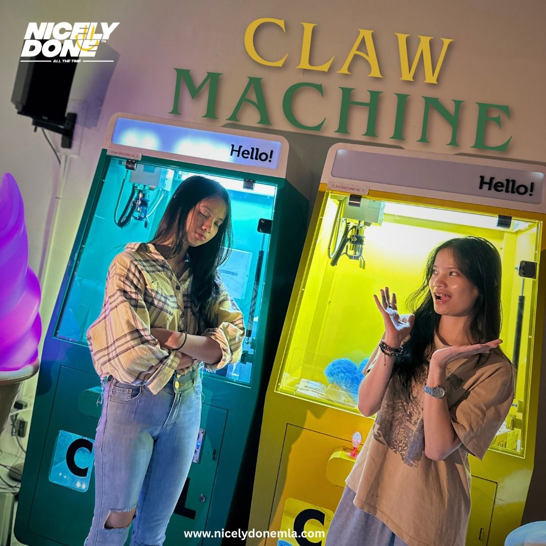 Claw Machine By Nicelydone (Category: Interactive Toys) located in Manila. Submitted by nicelydone31948 (Listing ID 1443155131, Image 1). Description: 🕹️✨ CLAW MACHINE BY NICELYDONE ✨🕹️ Bring the arcade experience closer to home, your business, or your event with our eye-catching Claw Machines. Whether you're filling it with plushies, toys, gadgets, giveaways, or prizes, it's guaranteed to attract attention and keep people entertained. 🎯🎁 Ava