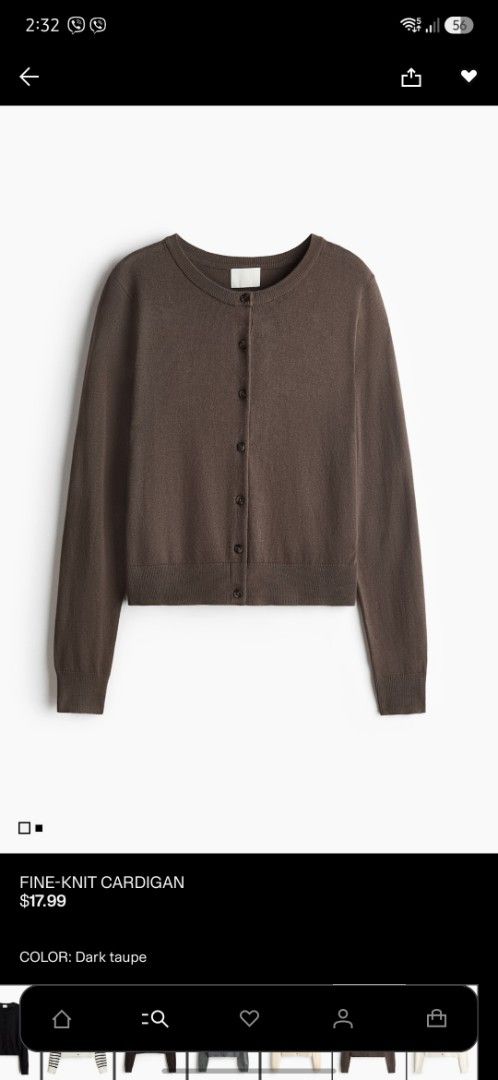 Fine-Knit Cardigan - Olive Green (Category: Coats, Jackets and Outerwear) located in Manila. Submitted by jessa04ji47576 (Listing ID 1443189491, Image 1). Description: - Dark taupe fine-knit cardigan - Soft and lightweight material - Round neckline - Button-up front - Ideal for layering over tops or dresses - Versatile piece for any outfit.